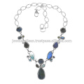 Collier en argent massif de Labradorite et Multi Gemstone 925